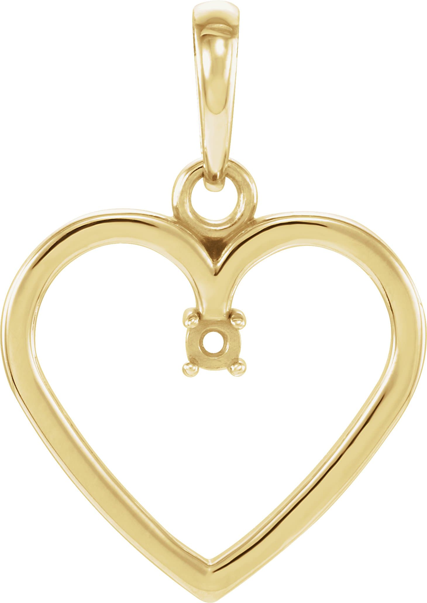 10K White 2 mm Heart Pendant Mounting