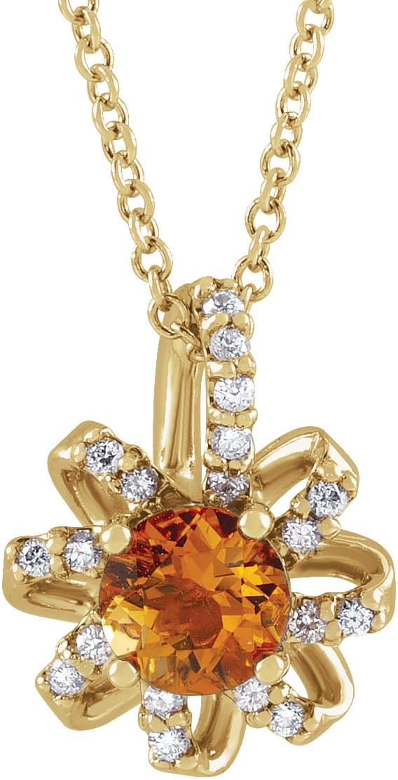 14K Rose Lab-Grown Alexandrite & .07 CTW Natural Diamond Halo-Style 16-18 Necklace
