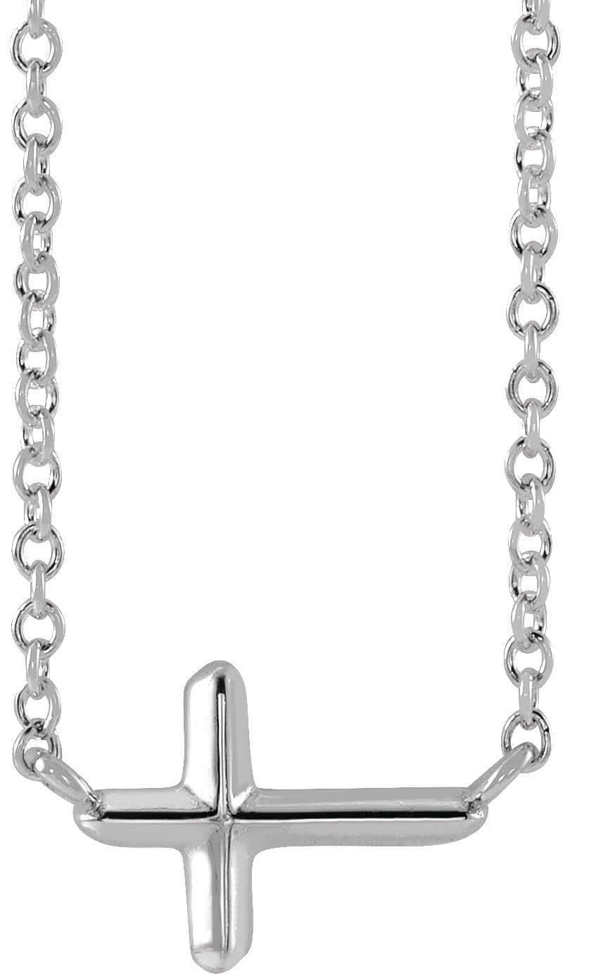 14K Rose Sideways Cross 16 Necklace