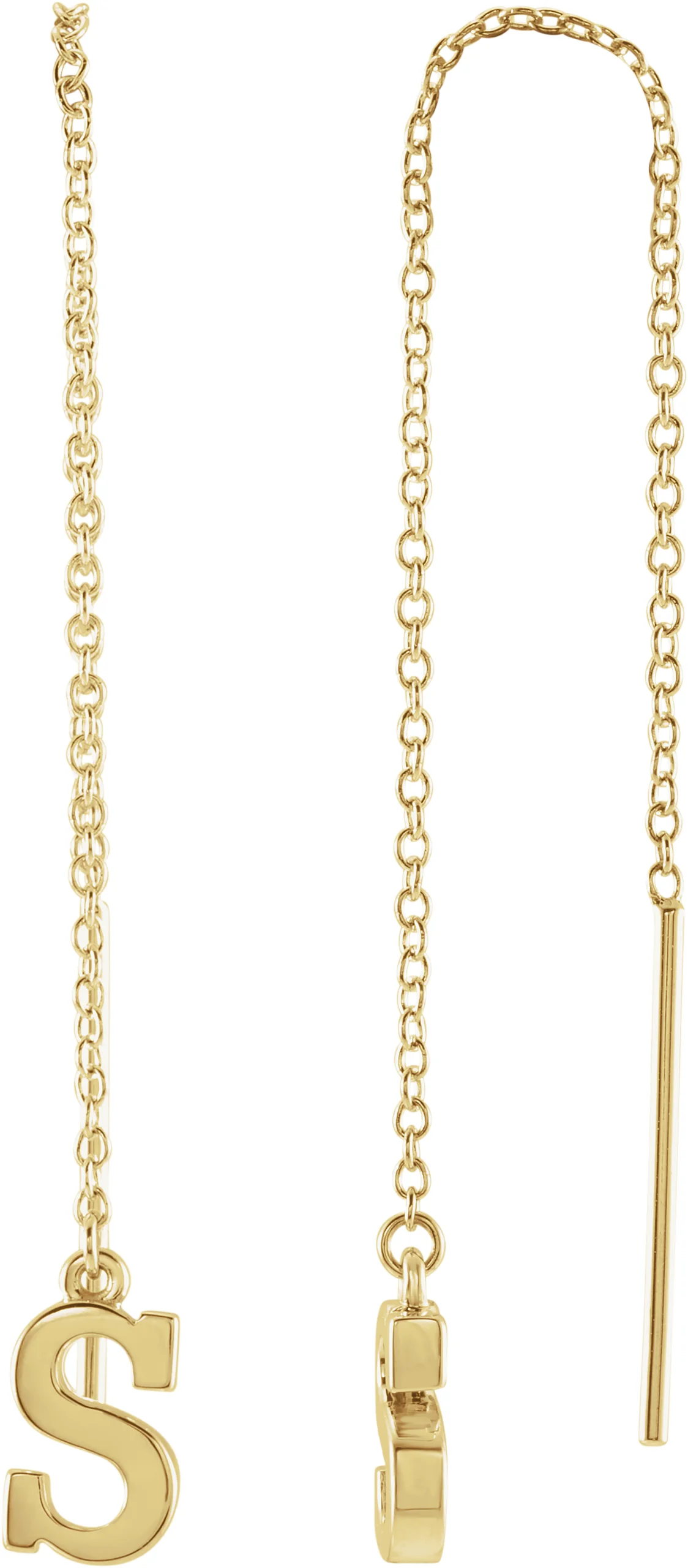 Single Initial Chain Earrings