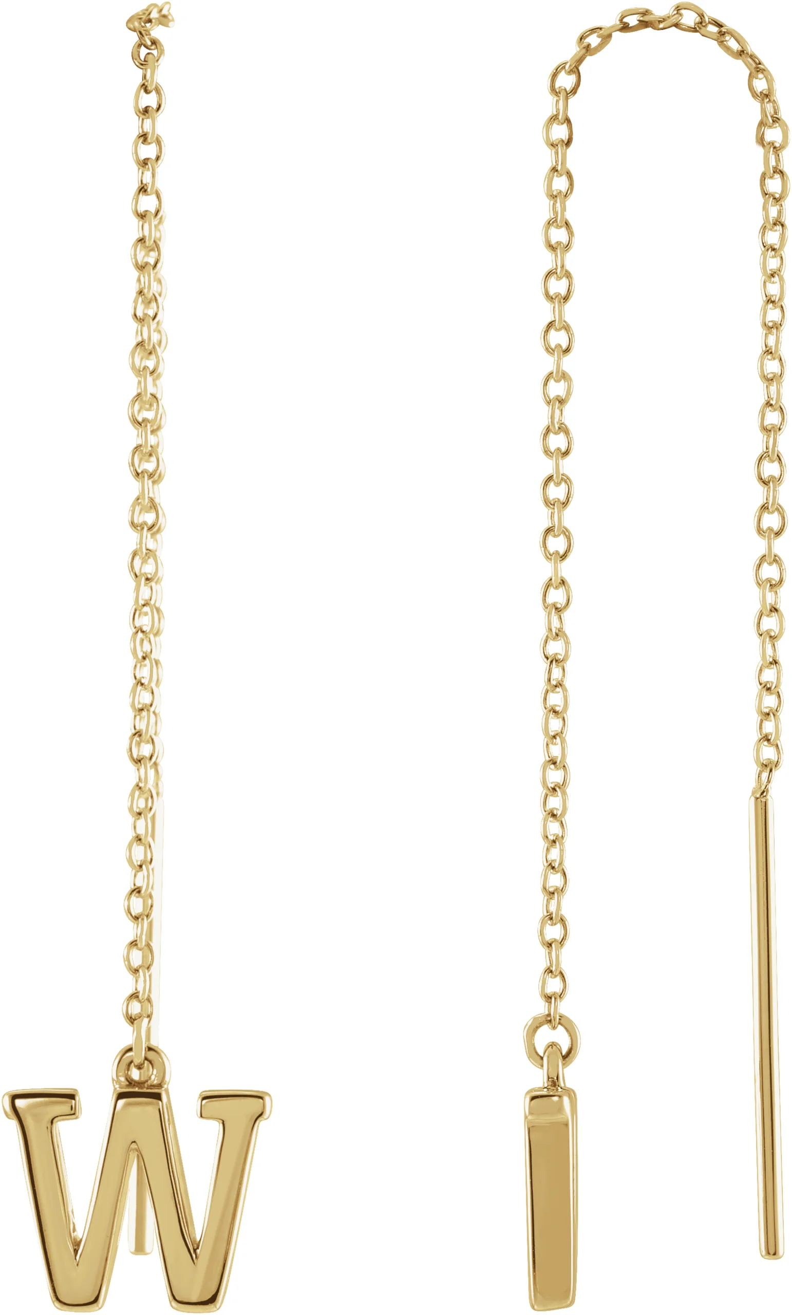 Single Initial Chain Earrings