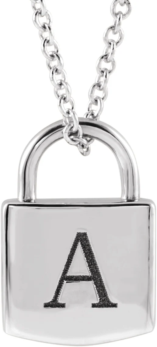 Engravable Lock Necklace, view 4