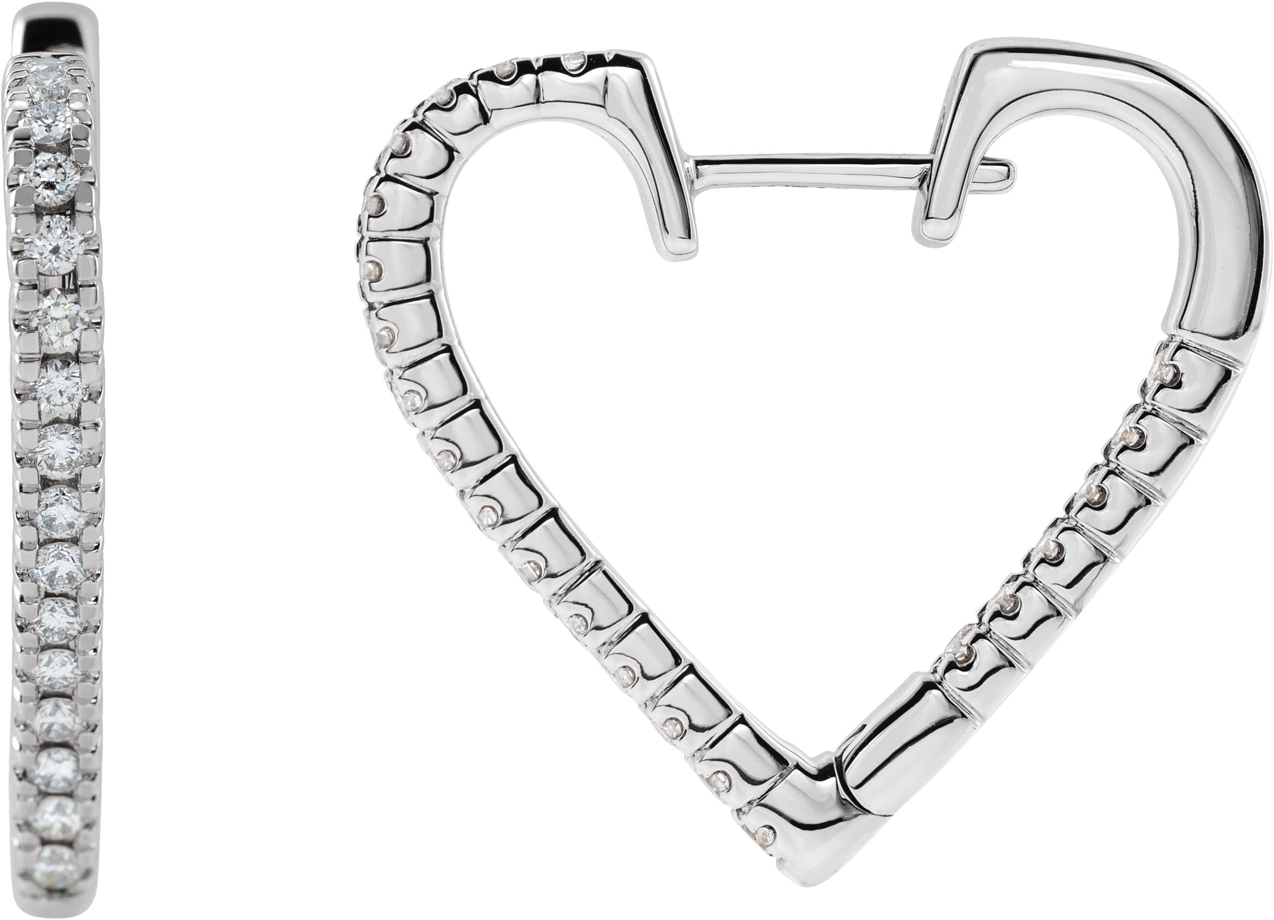 14K Rose 5/8 CTW Natural Diamond Heart Earrings