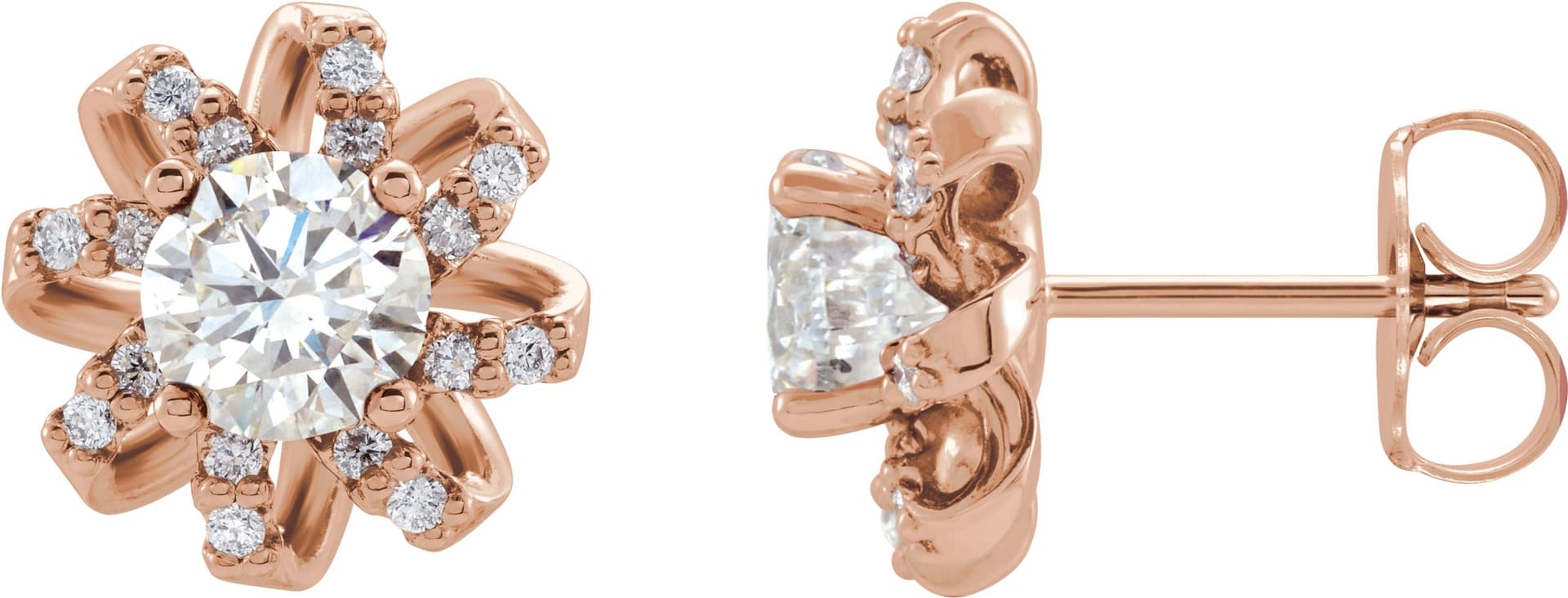 14K Rose Gold 1 CTW Natural Diamond Halo-Style Earrings