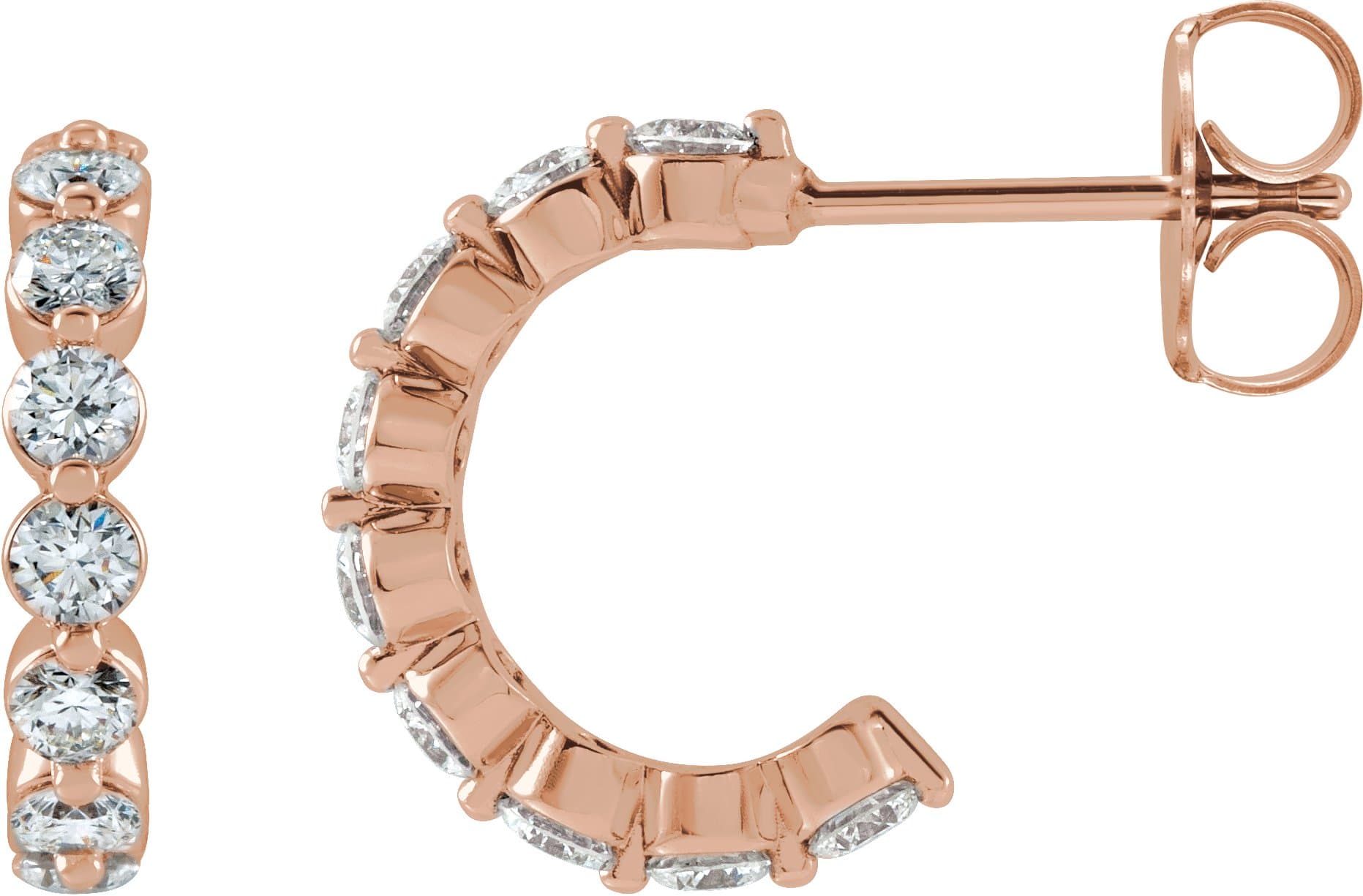 Sterling Silver 3/8 CTW Natural Diamond 9.25 mm Hoop Earrings