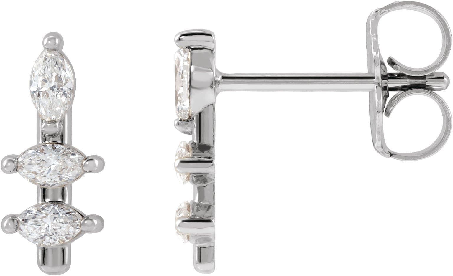 14K Rose 1/5 CTW Natural Diamond Bar Earrings