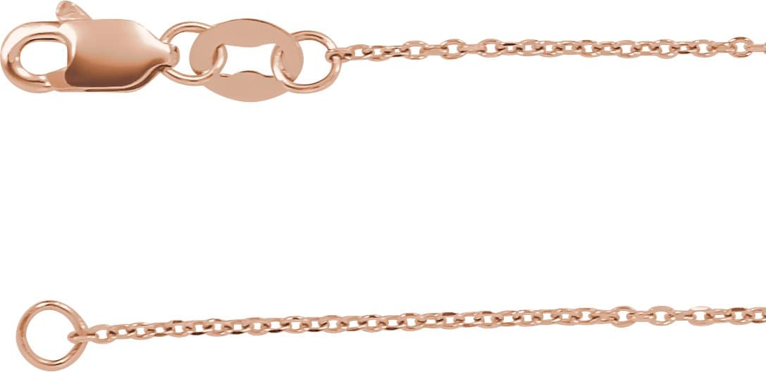 14K Rose 1 mm Adjustable Diamond-Cut Cable 6 1/2-7 1/2" Chain