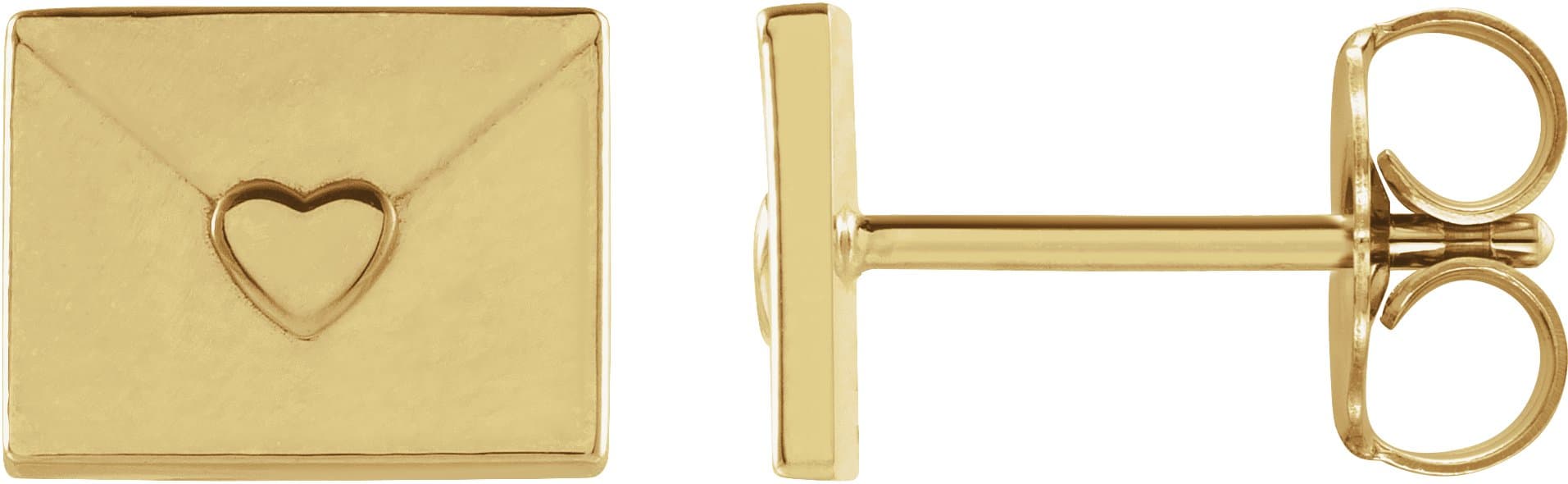 14K Rose Heart Envelope Earrings