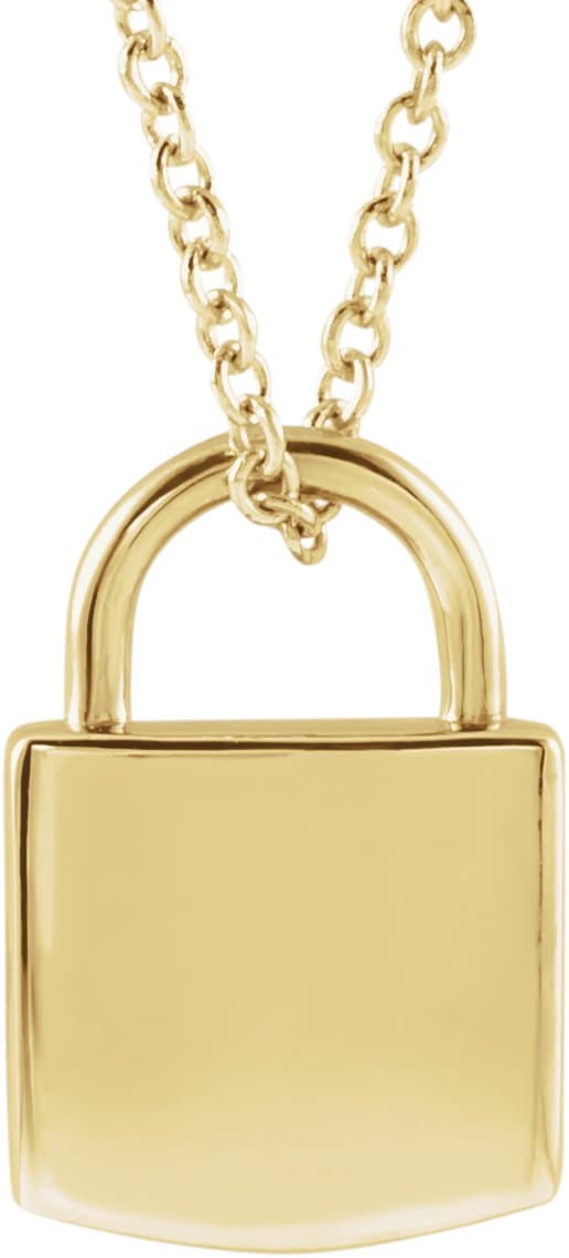 14K Rose Engravable Lock 16-18 Necklace