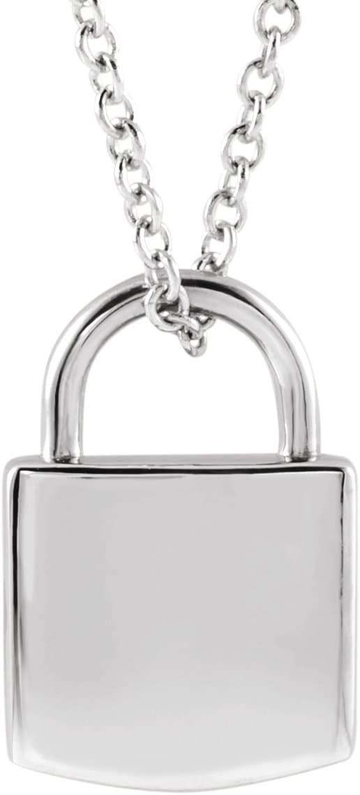 14K Rose Engravable Lock 16-18 Necklace