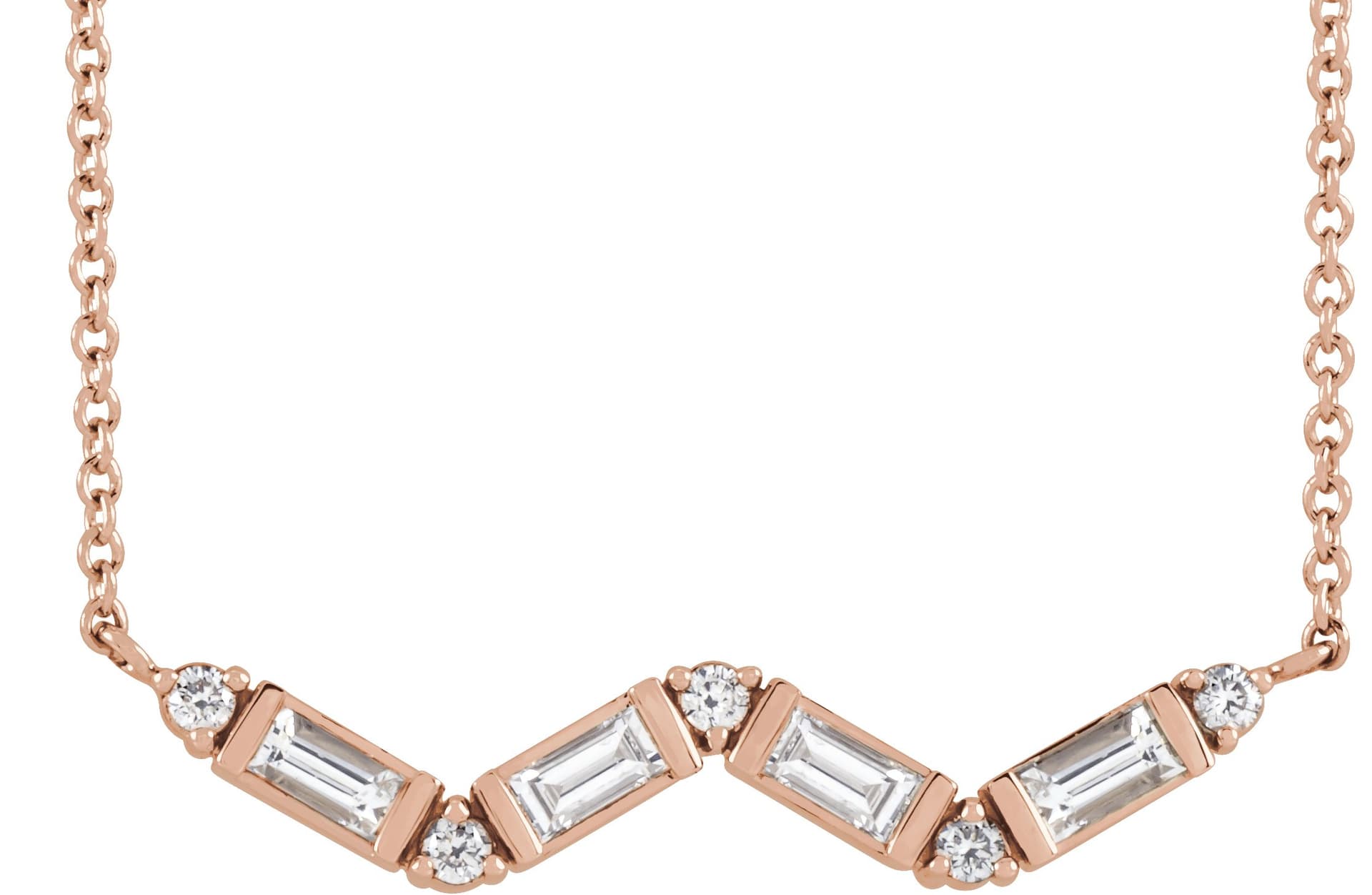 14K Rose 1/3 CTW Natural Diamond Bar 16 Necklace