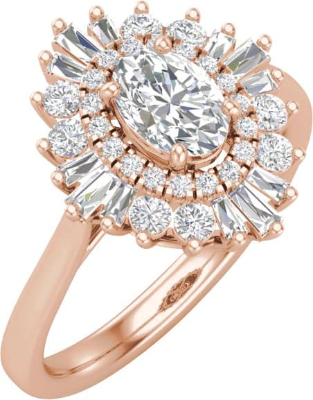 14K Rose Gold 7 x 5 mm Oval 3/4 CTW Natural Diamond Semi-Set Engagement Ring