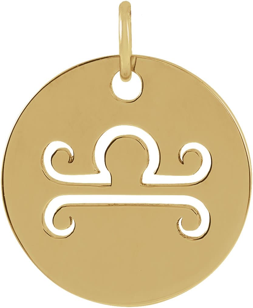 14K Rose 16.5 mm Aquarius Zodiac Disc Charm/Pendant