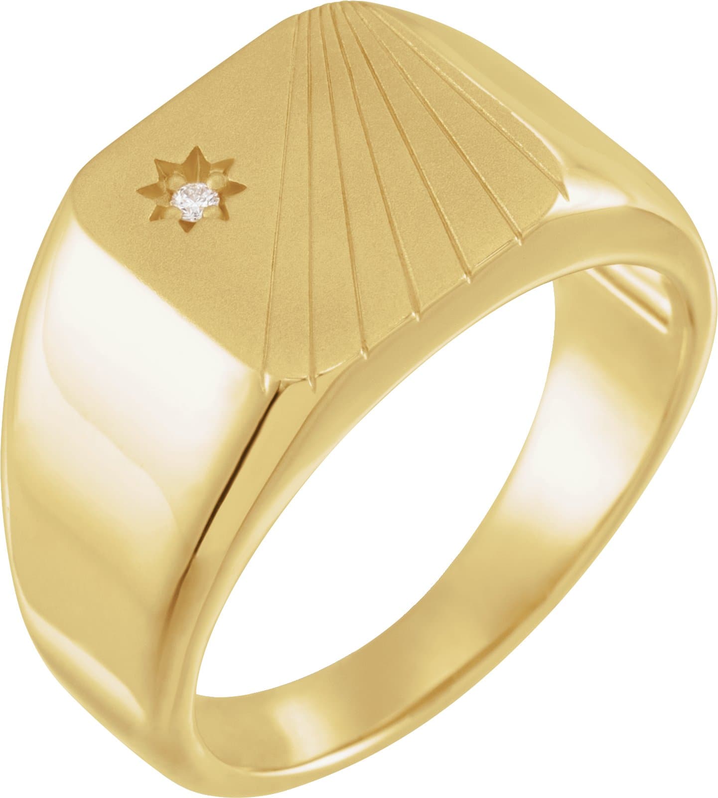 14K Rose .015 CT Natural Diamond Signet Ring