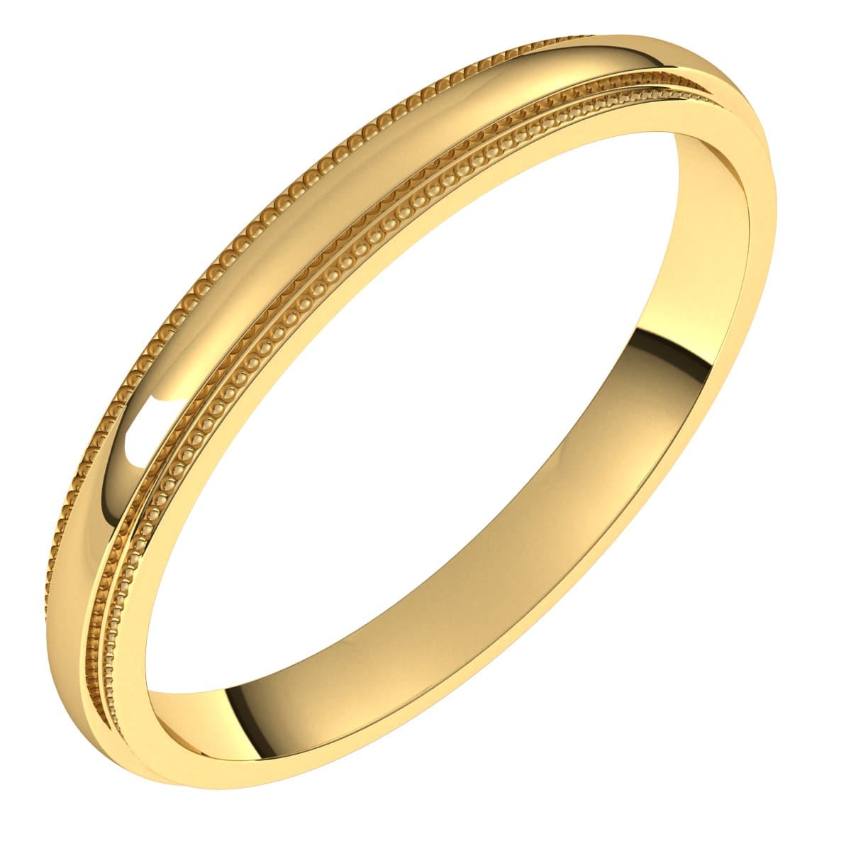 14K Yellow 2.5 mm Milgrain Stepped-Edge Half Round Band Size 3.5