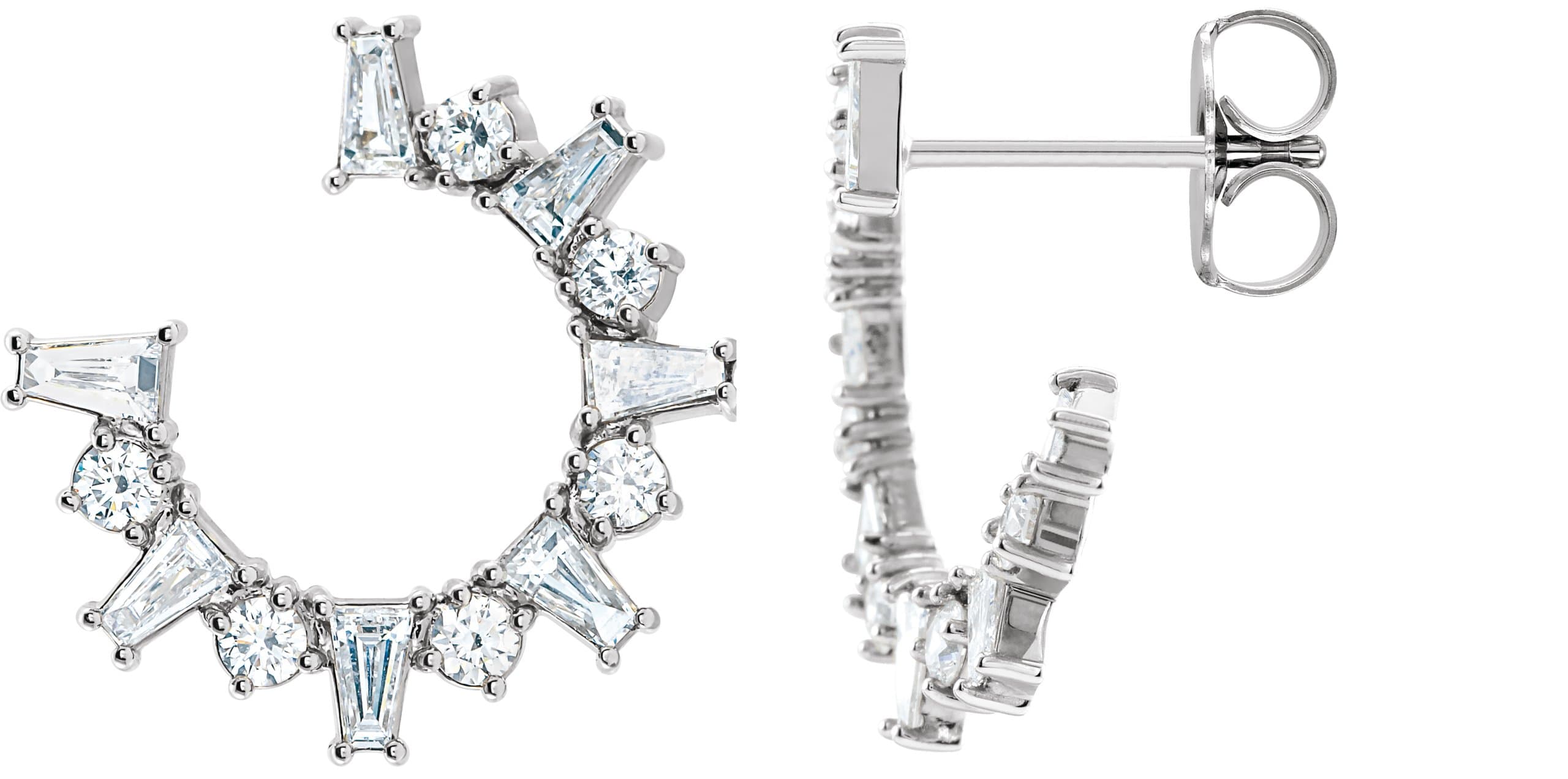 14K Rose 1 CTW Natural Diamond Front-Facing Hoop Earrings