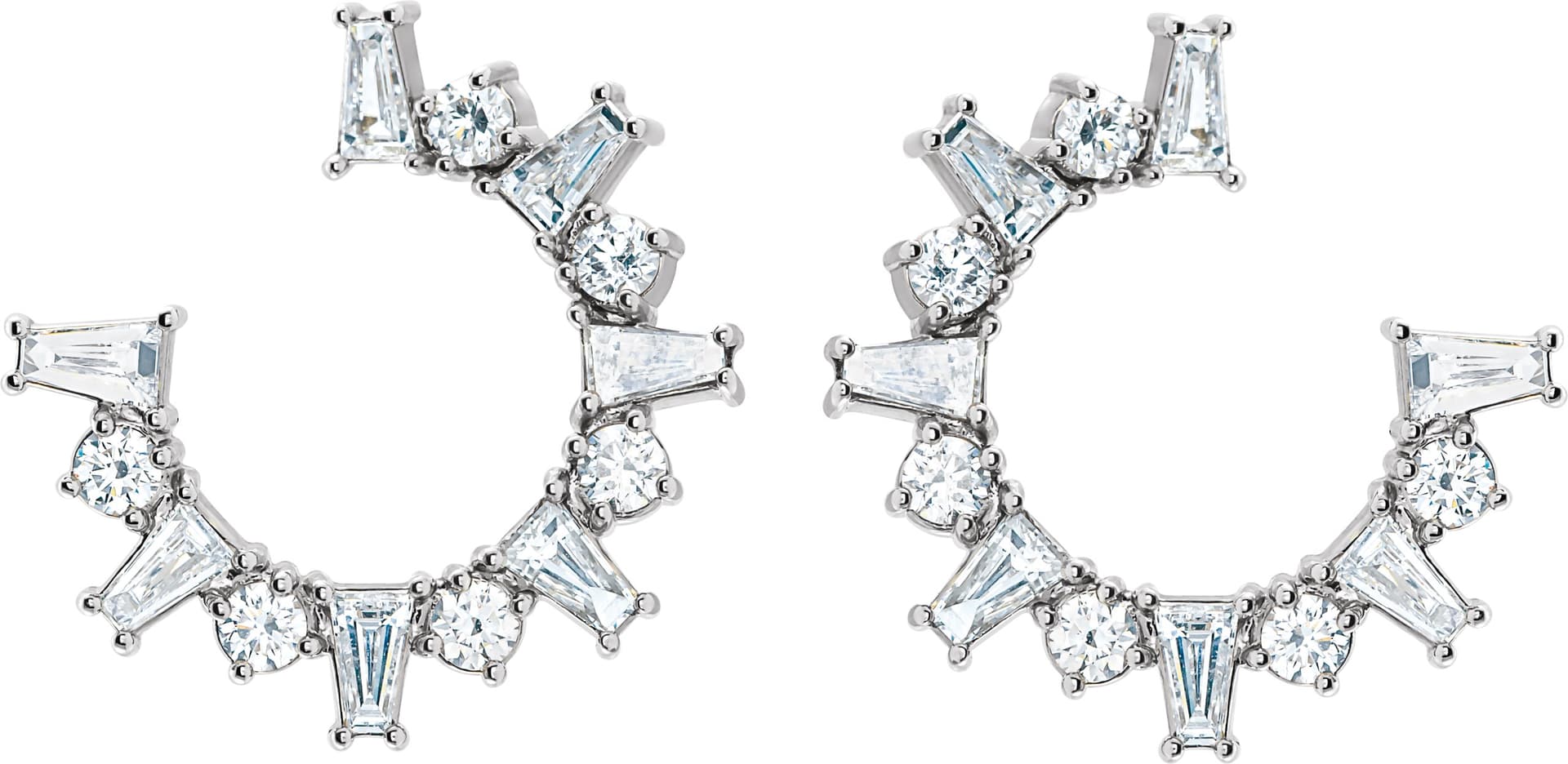 Baguette Front-Facing Hoop Earrings view 2