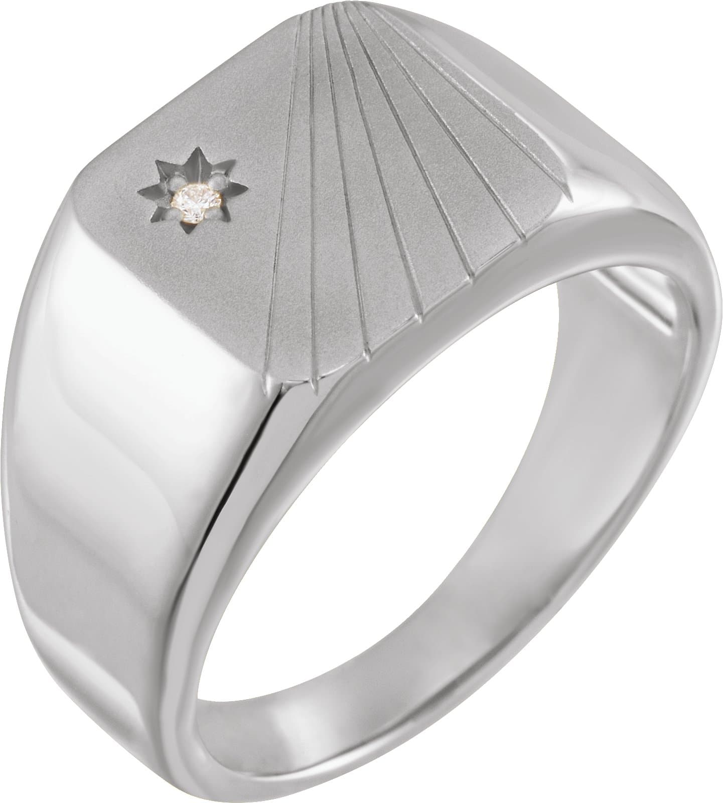 14K Rose .015 CT Natural Diamond Signet Ring
