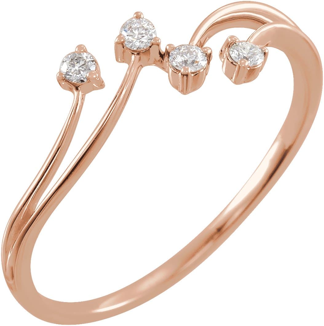 14K Rose 1/10 CTW Natural Diamond Bypass Ring