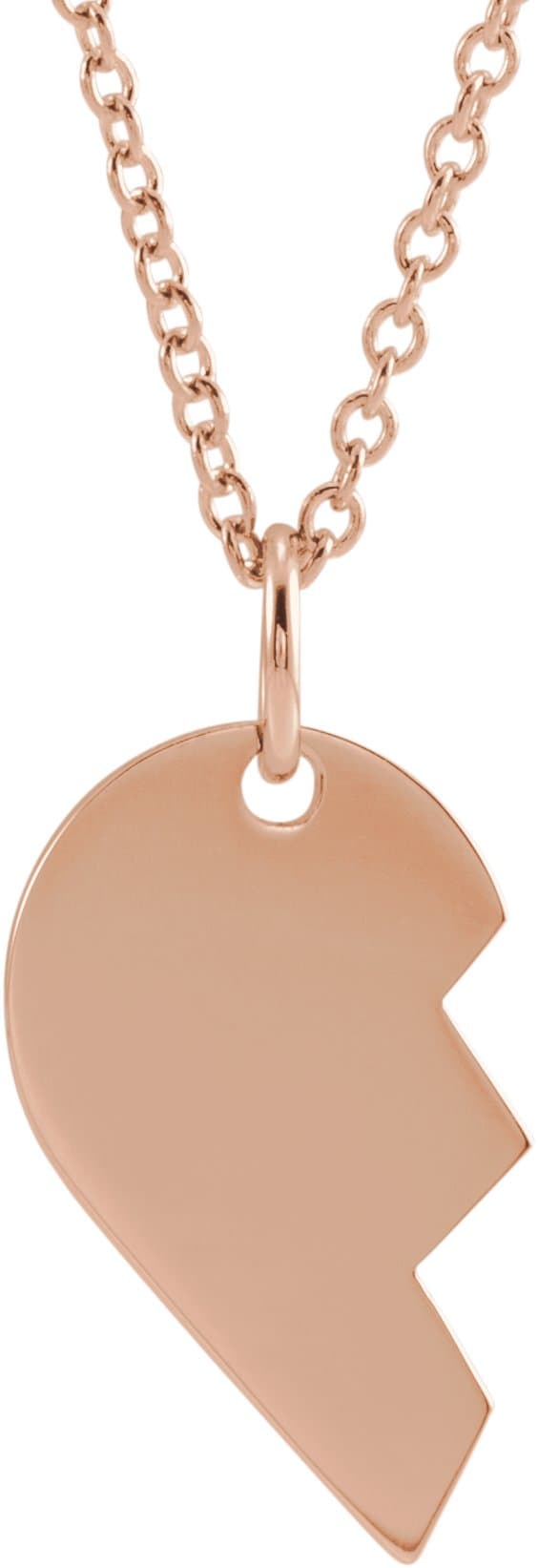 14K Rose 17x10 mm Right Broken Heart 16-18 Necklace