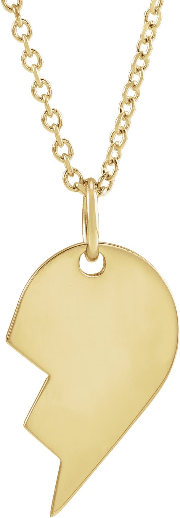 14K Rose 17x10 mm Right Broken Heart 16-18 Necklace