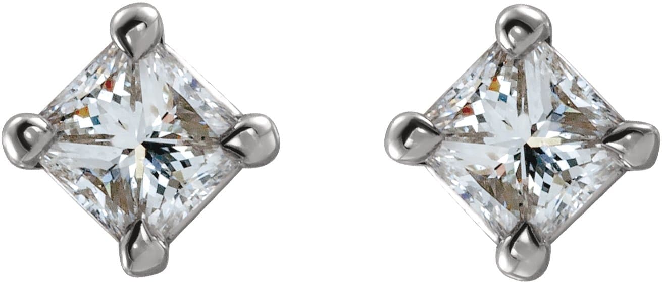 Square 4-Prong Stud Earrings view 2