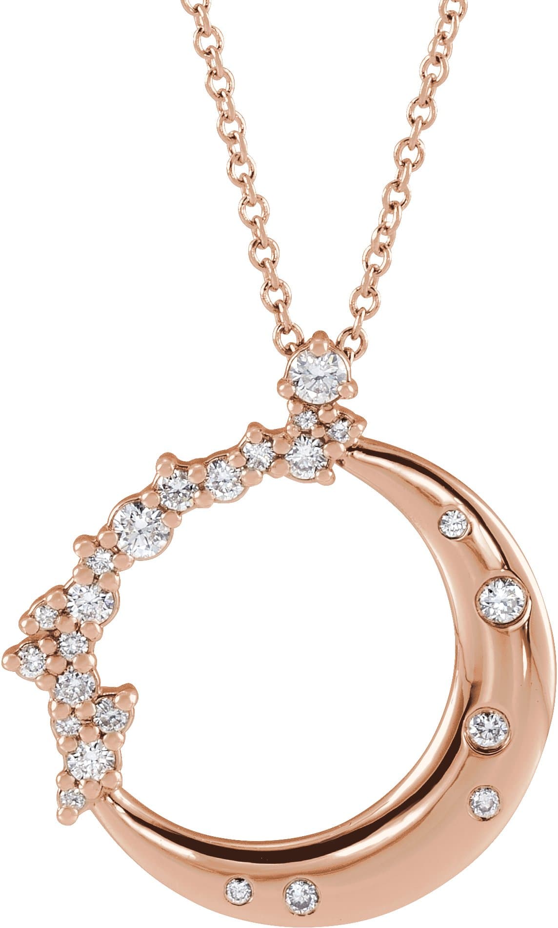 14K Rose 1/4 CTW Lab-Grown Diamond Crescent Moon 16-18 Necklace