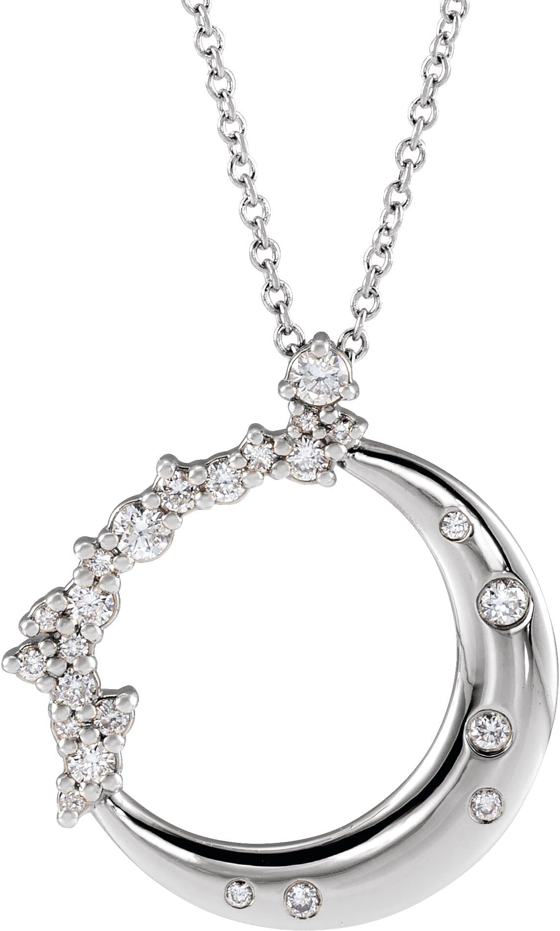 14K Rose 1/4 CTW Lab-Grown Diamond Crescent Moon 16-18 Necklace