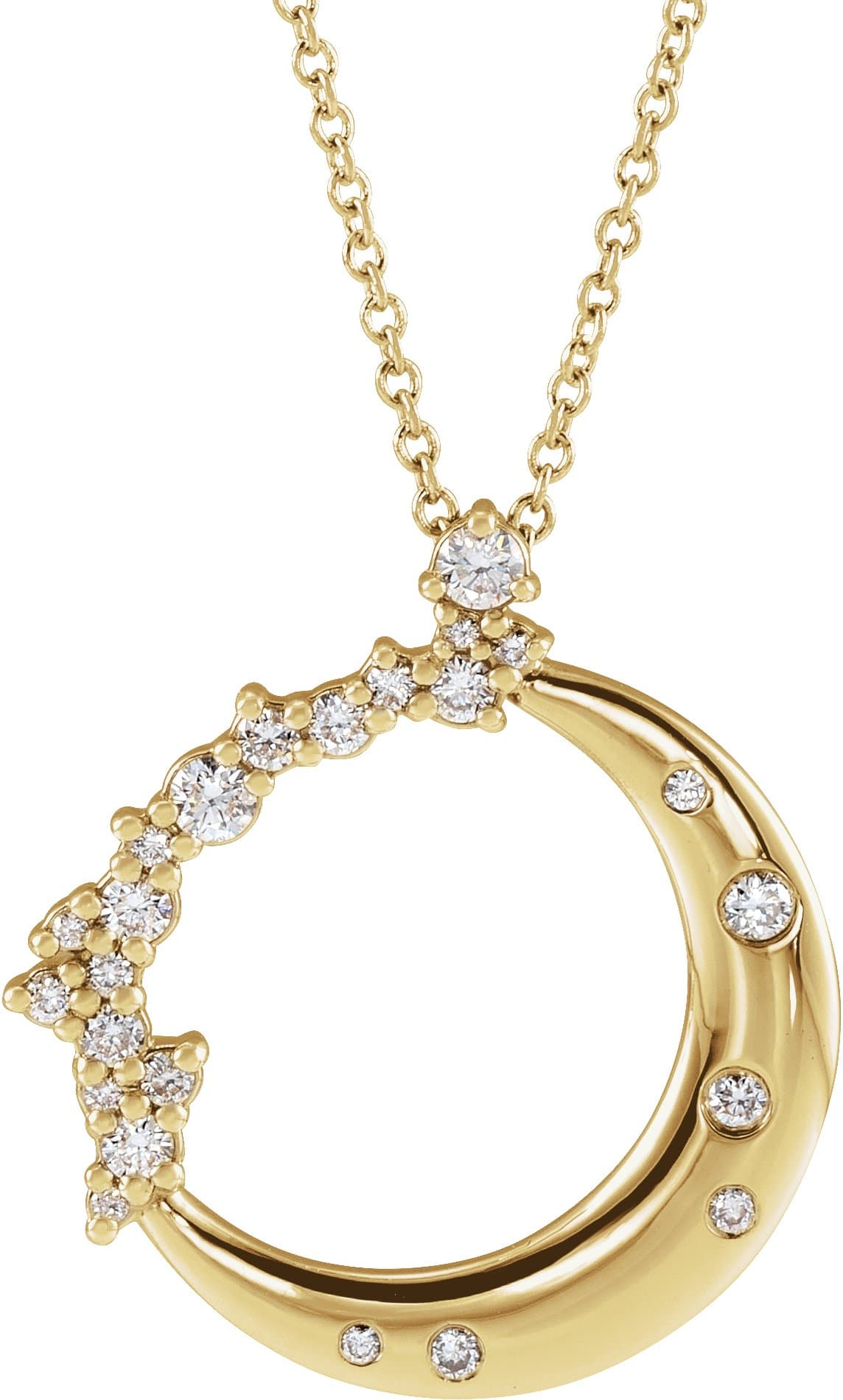 14K Rose 1/4 CTW Lab-Grown Diamond Crescent Moon 16-18 Necklace