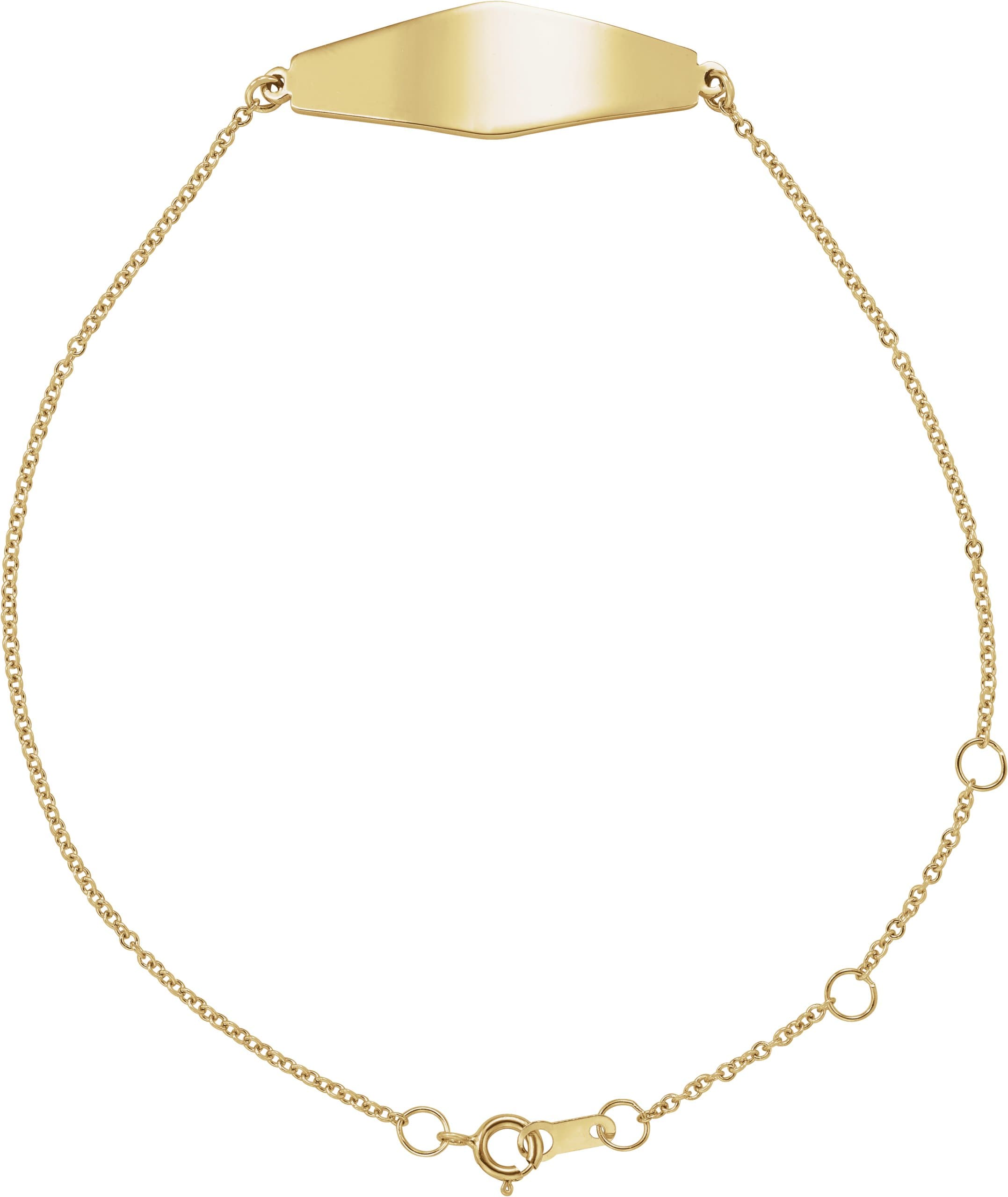 14K Rose Engravable Curved Bar 6 1/2-7 1/2" Bracelet