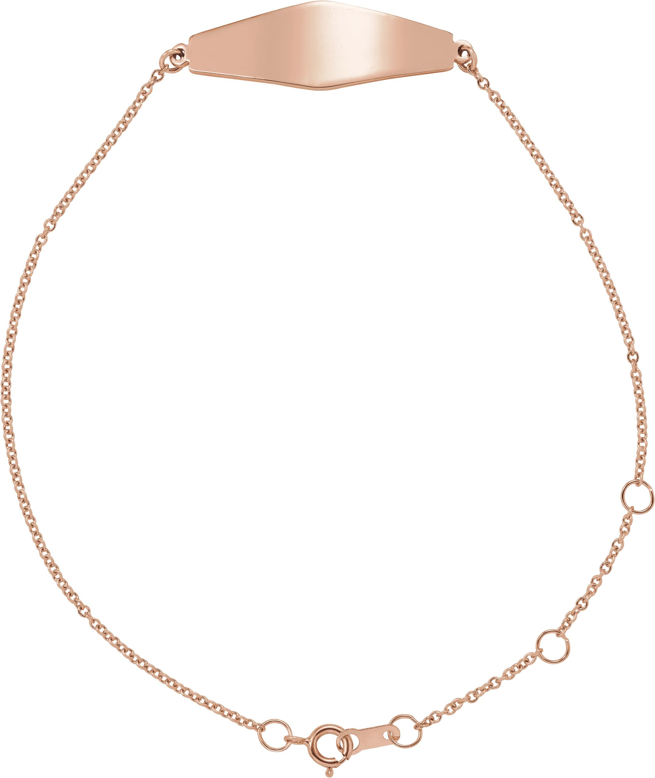 14K Rose Engravable Curved Bar 6 1/2-7 1/2" Bracelet