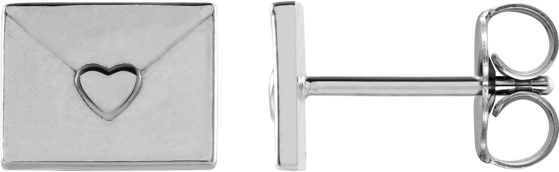 Platinum Heart Envelope Earrings