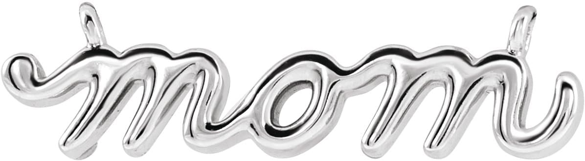 10K White Gold 18.35x5 mm Mom Script Necklace Center