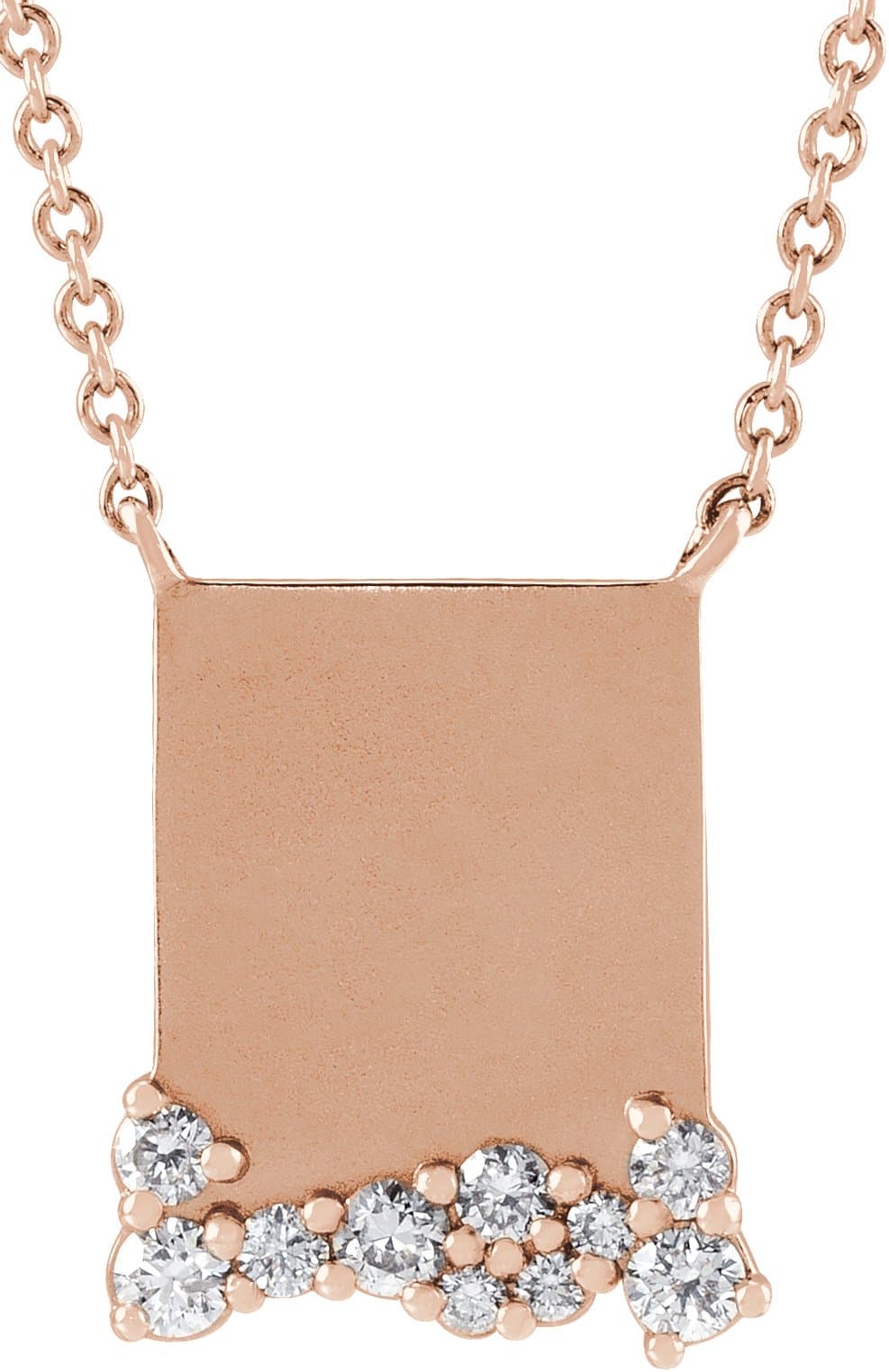 14K Rose Engravable 1/5 CTW Natural Diamond 18 Necklace