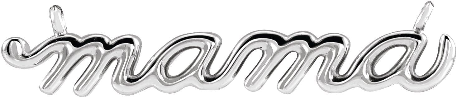 10K White Gold 23x4.81 mm Petite Mama Script Necklace Center