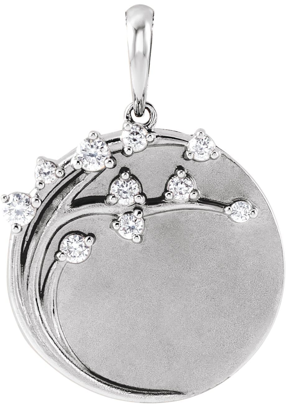 14K Rose 1/8 CTW Natural Diamond Engravable Family Tree Pendant