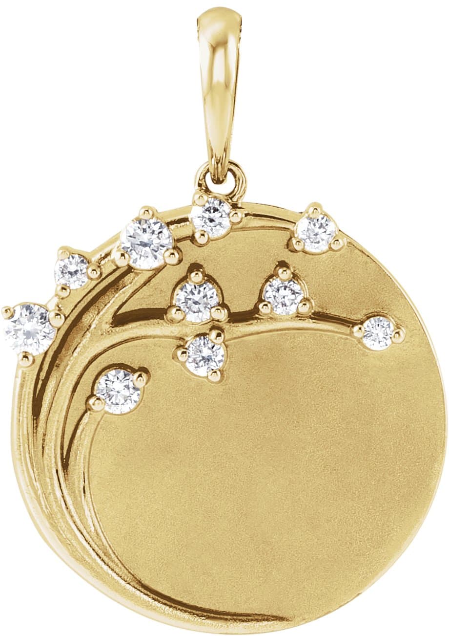 14K Rose 1/8 CTW Natural Diamond Engravable Family Tree Pendant