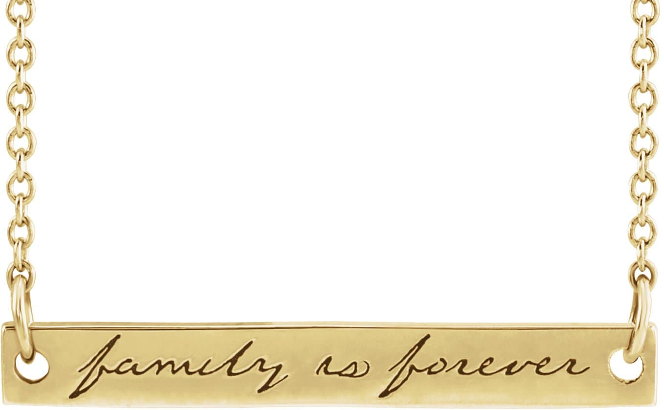 14K White Family is Forever Bar 16 Necklace