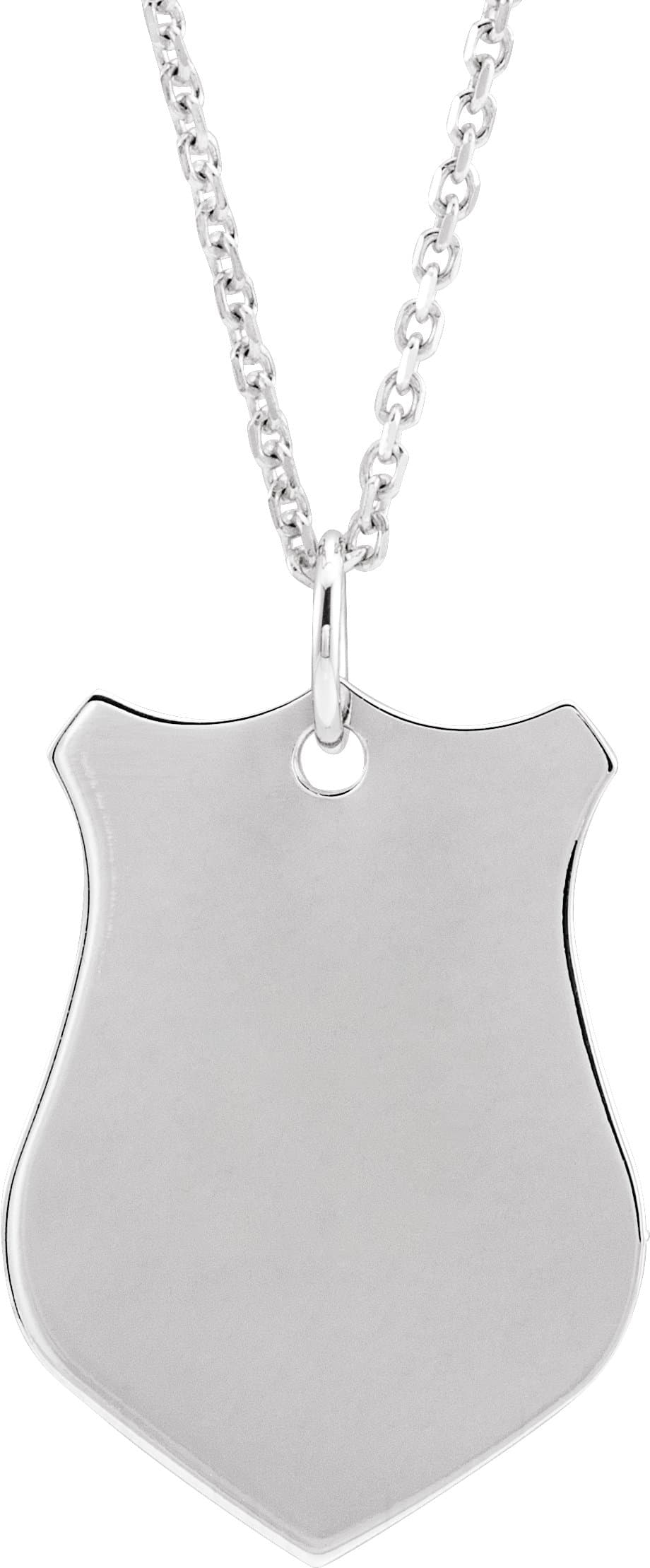 14K White Engravable Sheild 16-18 Necklace