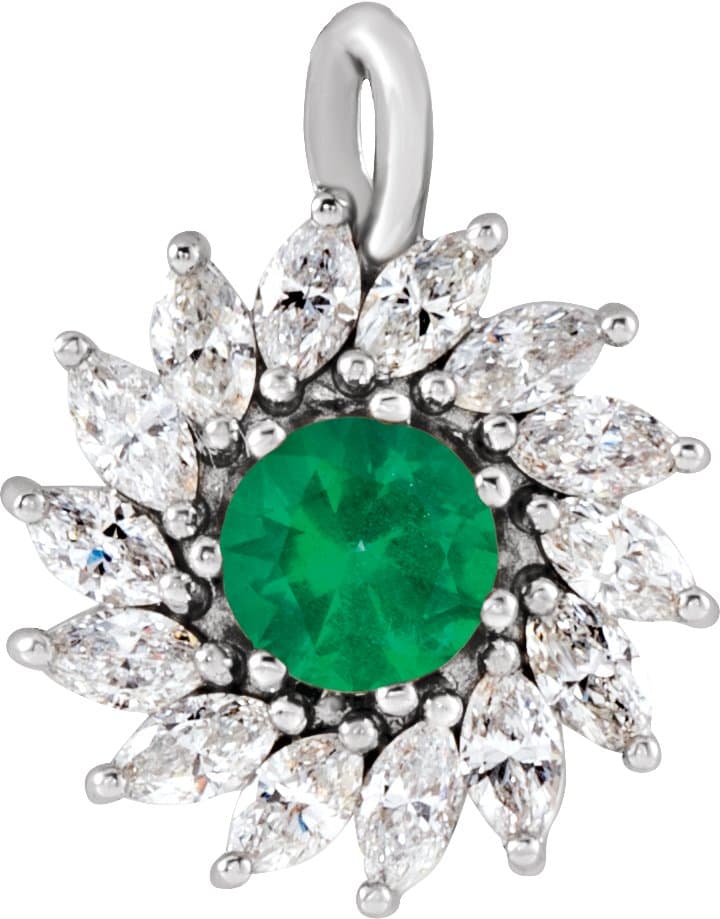 14K Rose Lab-Grown Alexandrite & 1/2 CTW Natural Diamond Halo-Style Pendant