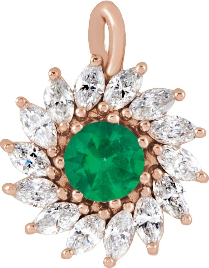 14K Rose Lab-Grown Alexandrite & 1/2 CTW Natural Diamond Halo-Style Pendant