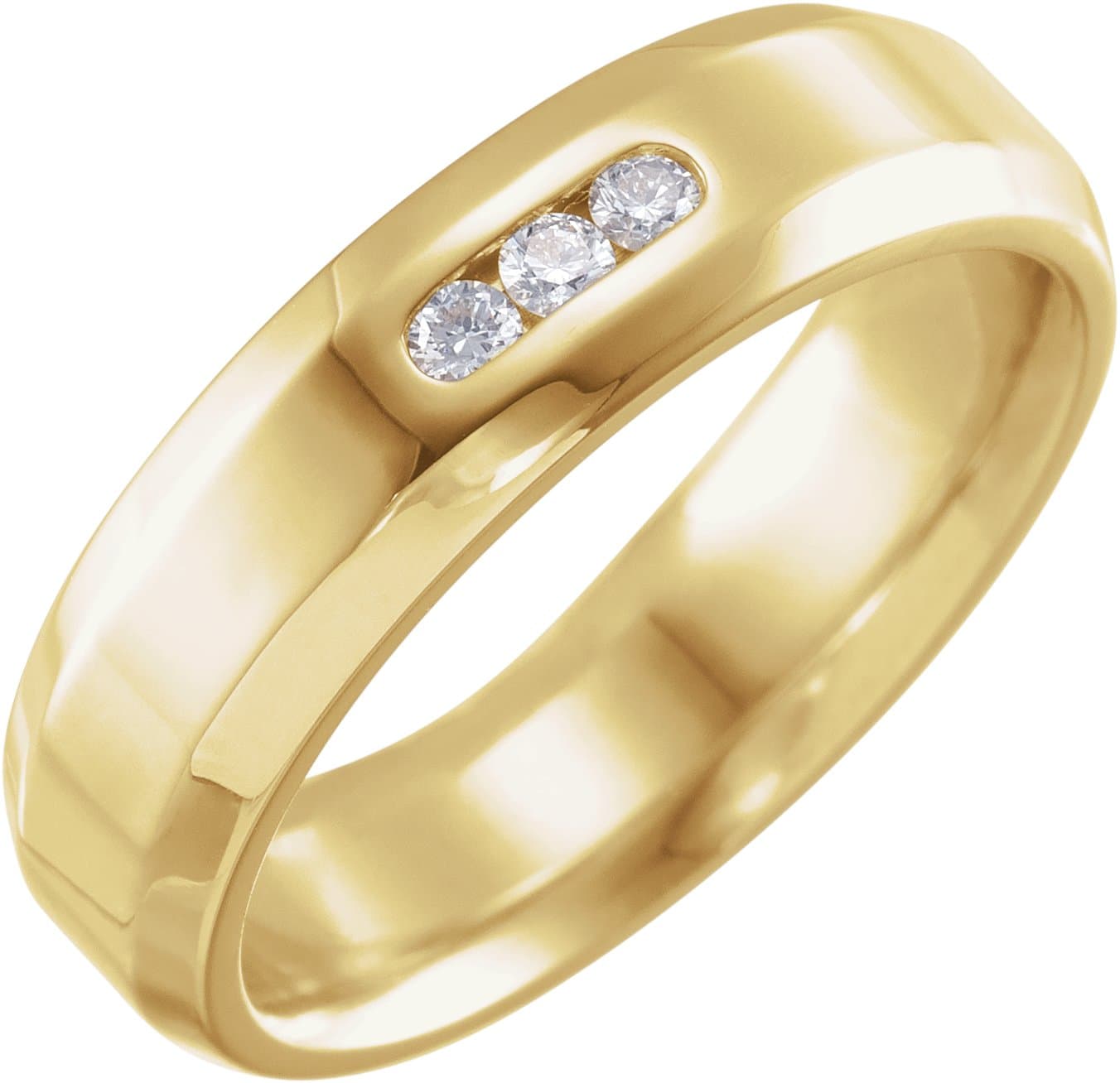 14K Rose 1/8 CTW Natural Diamond Beveled Edge Band Size 18