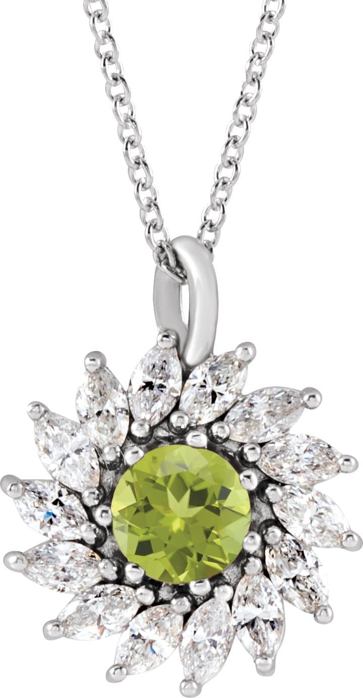 14K Rose  Natural Amethyst & 5/8 CTW  Natural Diamond Halo-Style 16-18 Necklace