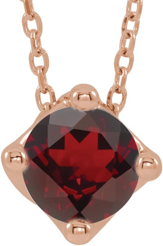 14K Rose 1/2 CT Natural Diamond Solitaire 16-18 Necklace