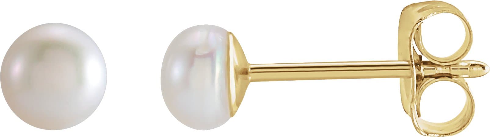 14K Yellow 3 mm Cultured White Freshwater Pearl Earring