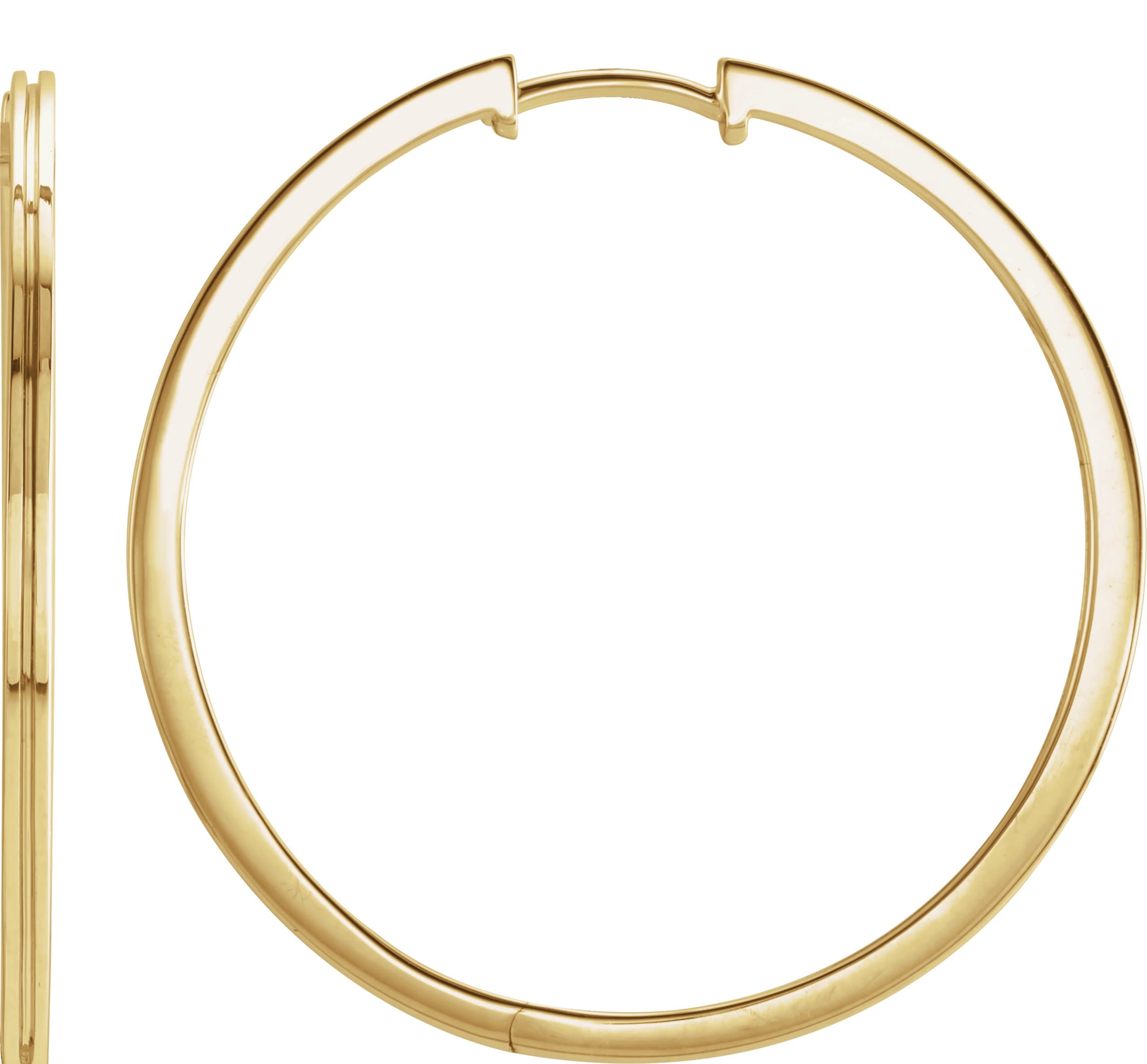 14K Rose Grooved Hinged 10.3 mm Huggie Hoop Earrings