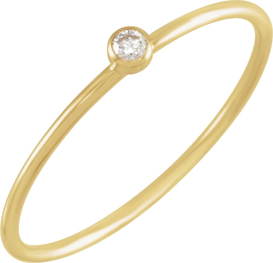 14K White .03 CT Natural Diamond Stackable Ring Size 5