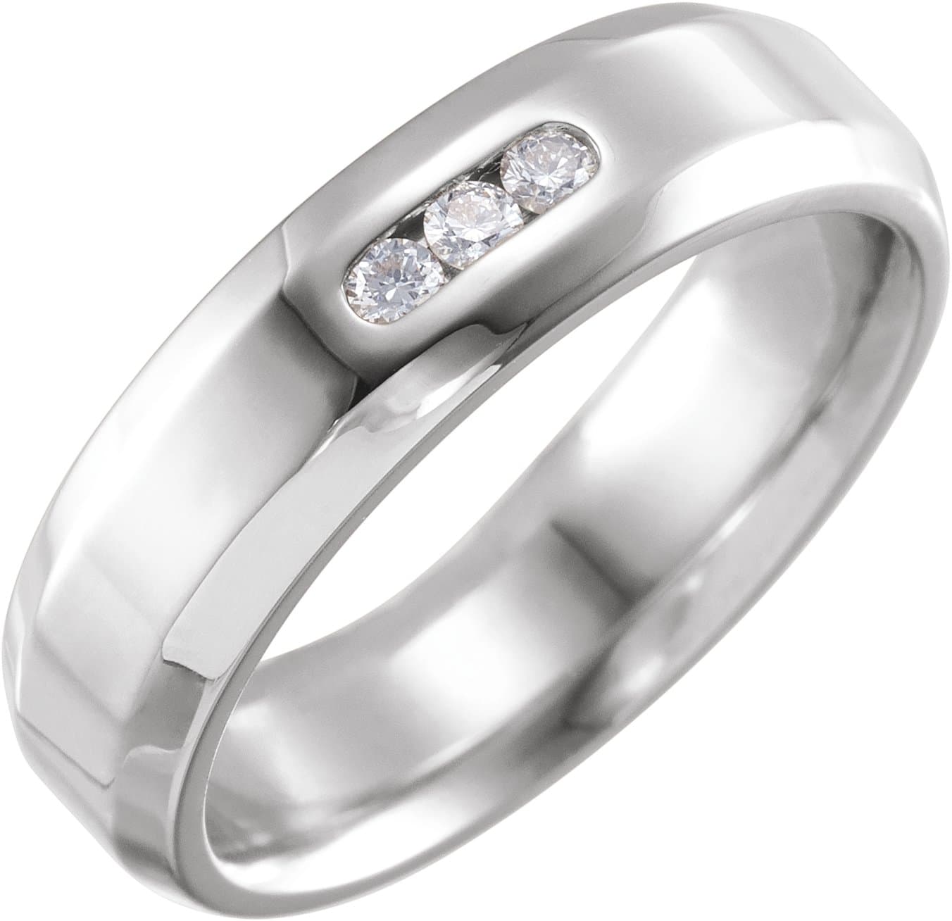 14K Rose 1/8 CTW Natural Diamond Beveled Edge Band Size 18