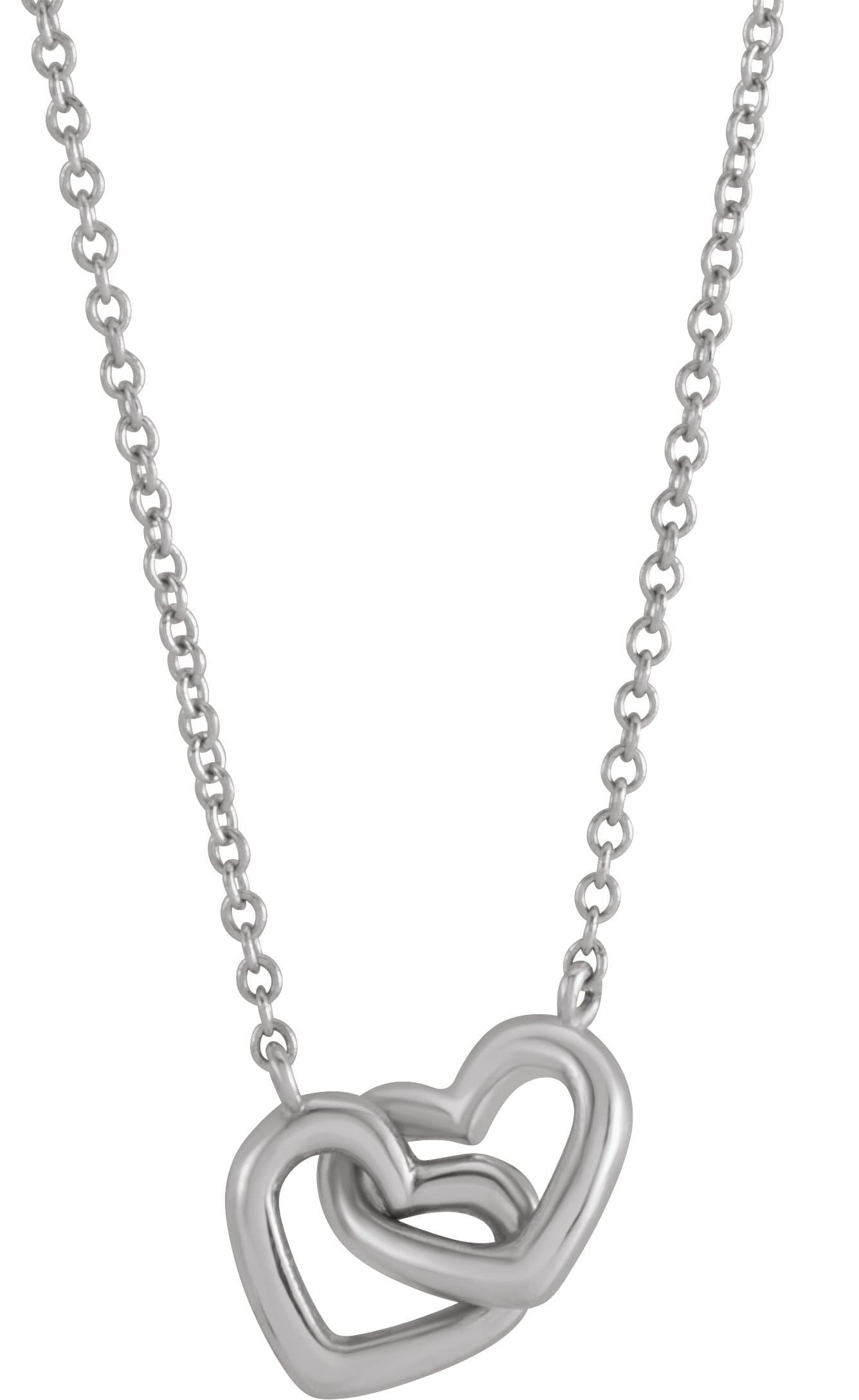 14K Rose Interlocking Heart 16 Necklace
