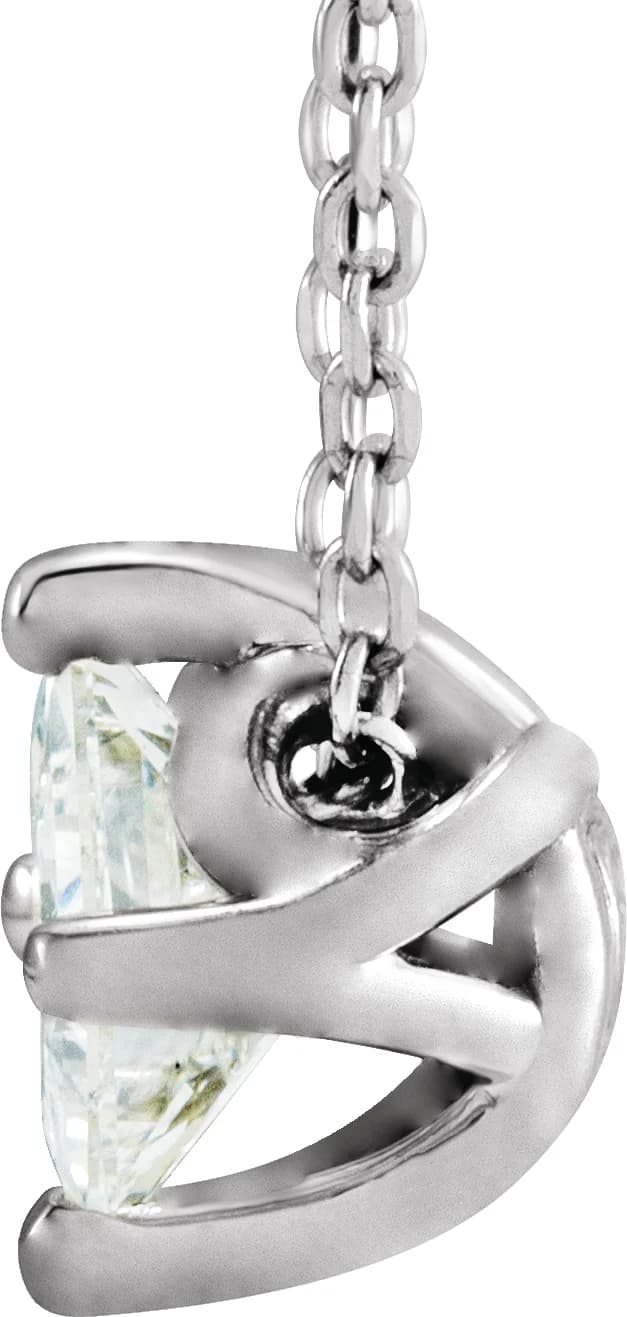 Natural Diamond Solitaire Necklace in Platinum — view 3